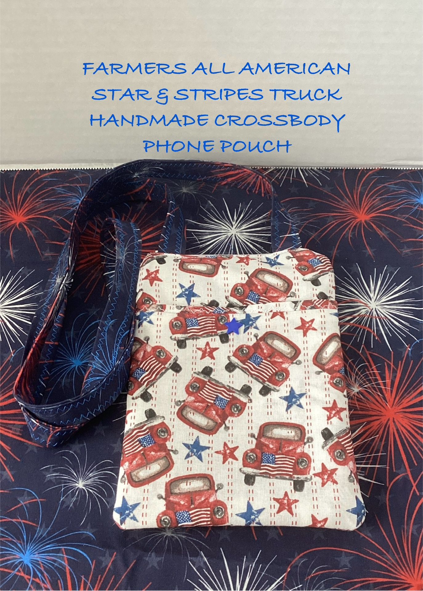 NEW STARS & STRIPES FARMERS HANDMADE CROSSBODY PHONE POUCH