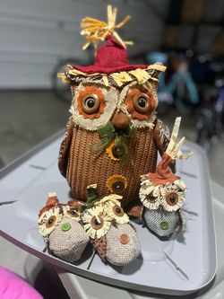 Fall Harvest Owl Figurine Set
