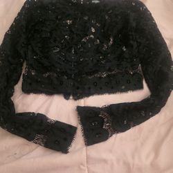 Lace Black Top Medium 8 New