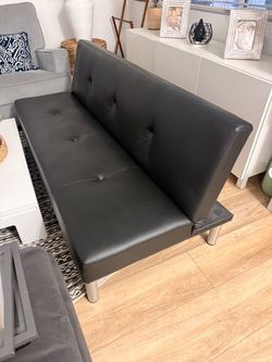Black leather sofa