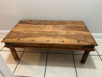 Solid Wood Coffee Table with Metal Nail Accents