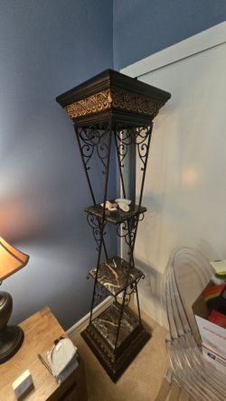 Ornate Metal and Marble Plant Stand