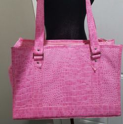 Chelsea Paws Pet Carrier Tote, Pink Faux snake pattern zip treat pocket RARE