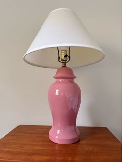 ✨ Vintage 1980s Postmodern Pink Ceramic 25” Table Lamp w/3-way switch