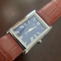 Seiko Blue Dial with Brown Leather Strap 33mm Super Slim Tank Watch