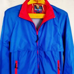 Black ICE Windbreaker Jacket Men’s Medium Blue Red Colorblock 90s Mesh Lined

