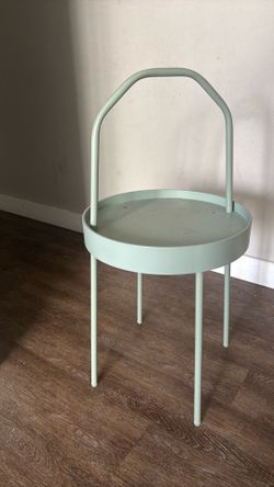 Modern Round Metal Side Table | Sage Green Accent Table