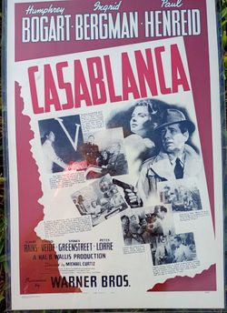 Vintage Humphrey Bogart Casablanca Movie Poster 