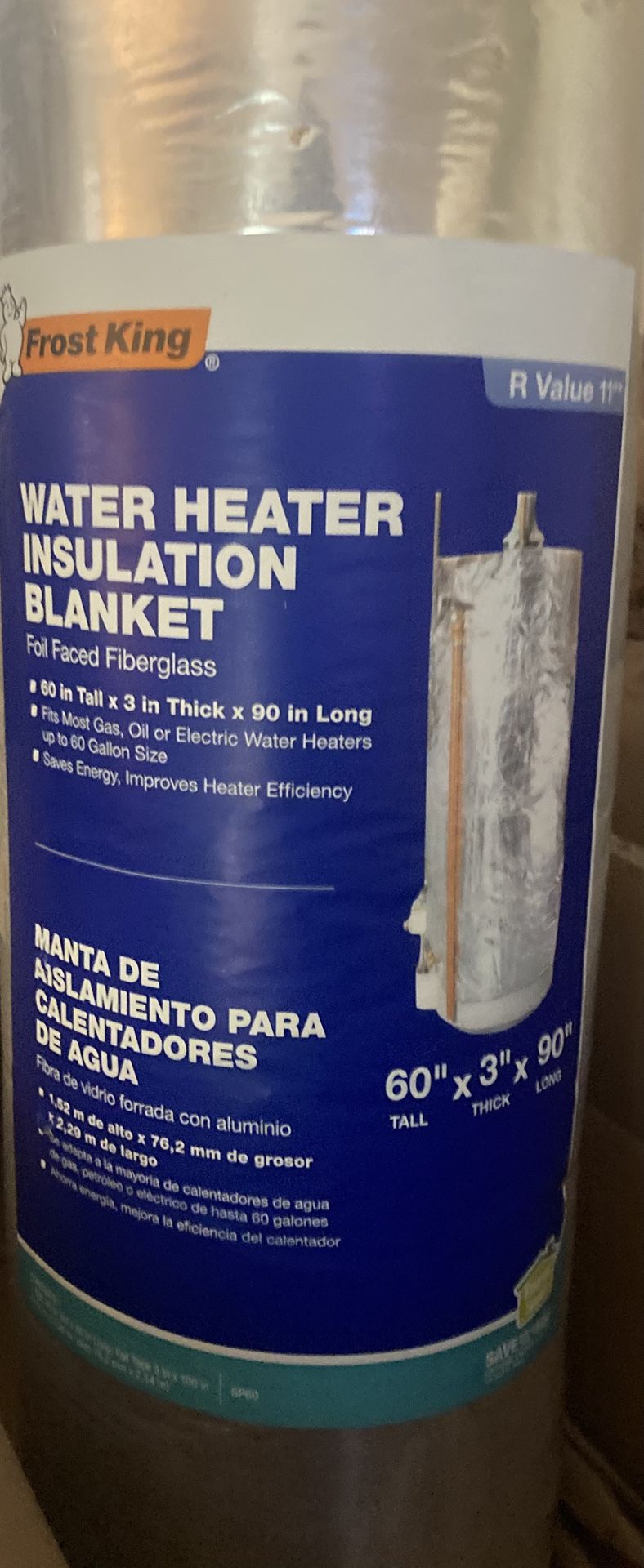 Water Heater Insulation Blanket All-season Brand New in Box , Frost King SP60 3” Thick R10 60x90”