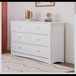 New 6 Drawer White Dresser