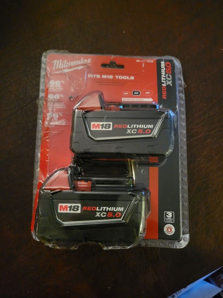 Milwaukee M18 Batteries New XC5.0