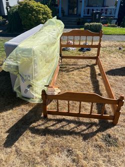 Twin Bed Frame with Box Spring + Mattress