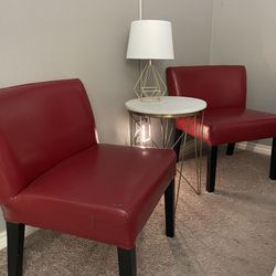 Red Leather Accent Chairs