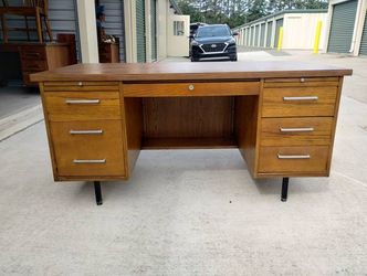 Vintage 1970's Mid Century Modern "Tanker" Desk - Made in NC!
