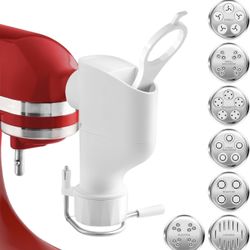 Pasta Press Attachment for Kitchenaid Stand Mixers - Pasta Press Attachment for Kitchen aid with 7 Interchangeable Pasta Plates, Pasta Extruder Access