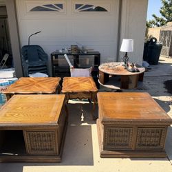 FREE Vintage End Tables, Stereo Cabinet, Plastic Chairs Shoes, Lamps