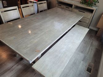 Wood Dining Table and Storage Unit