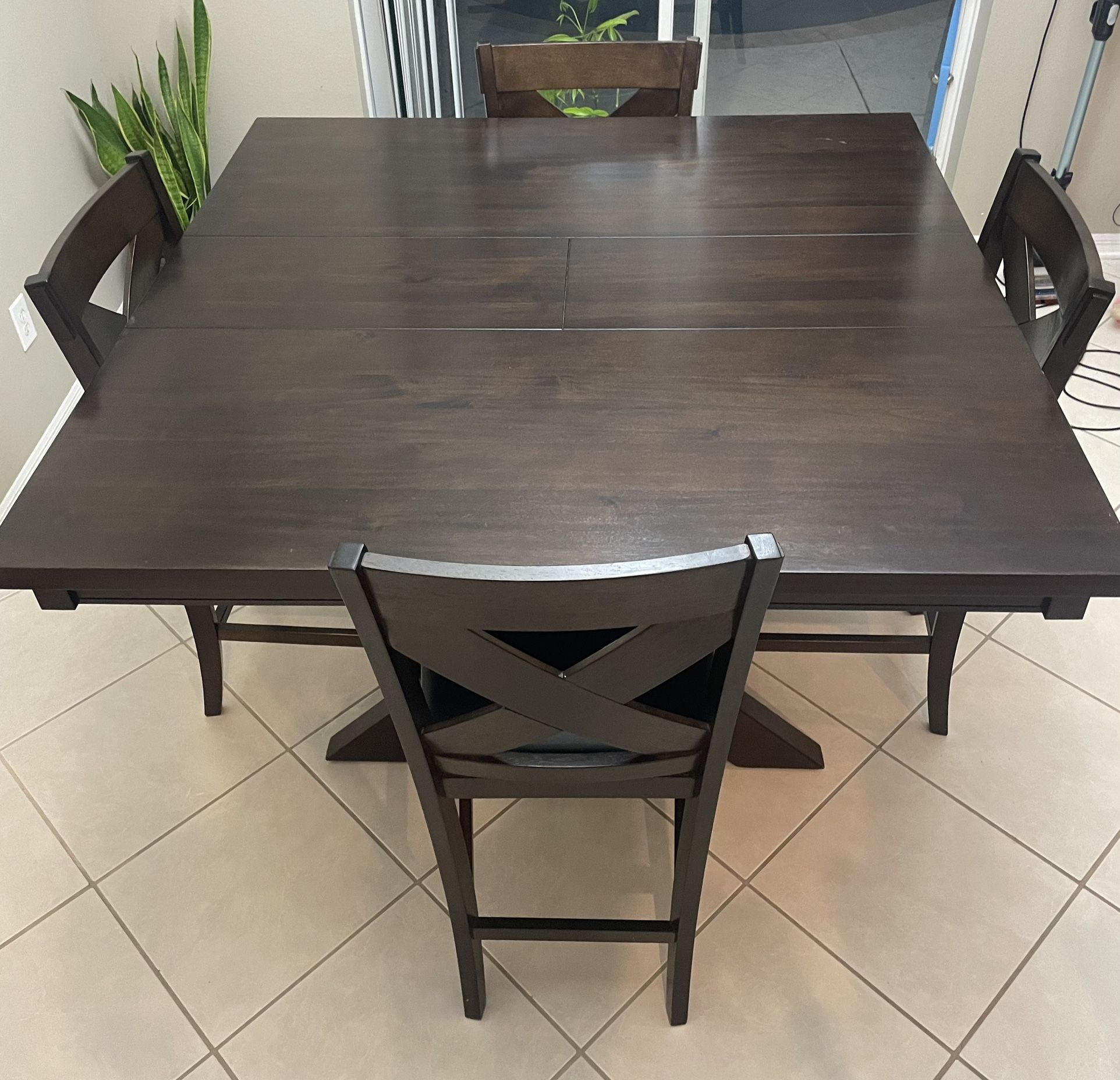 Pub Height Kitchen Table w/ 4 Chairs & Leaf - $350