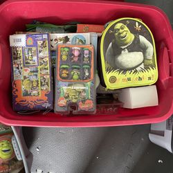 3 Storage Containers Full Of New Shrek Collectables 