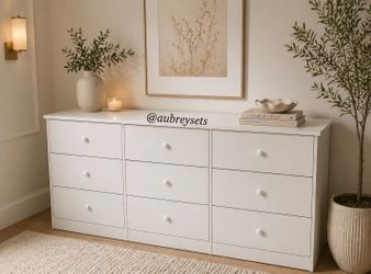 White 9 drawer spacious dresser
