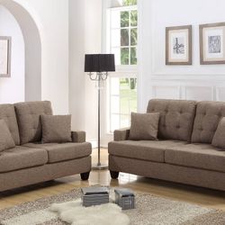 Brand New Light Brown Sofa & Loveseat 