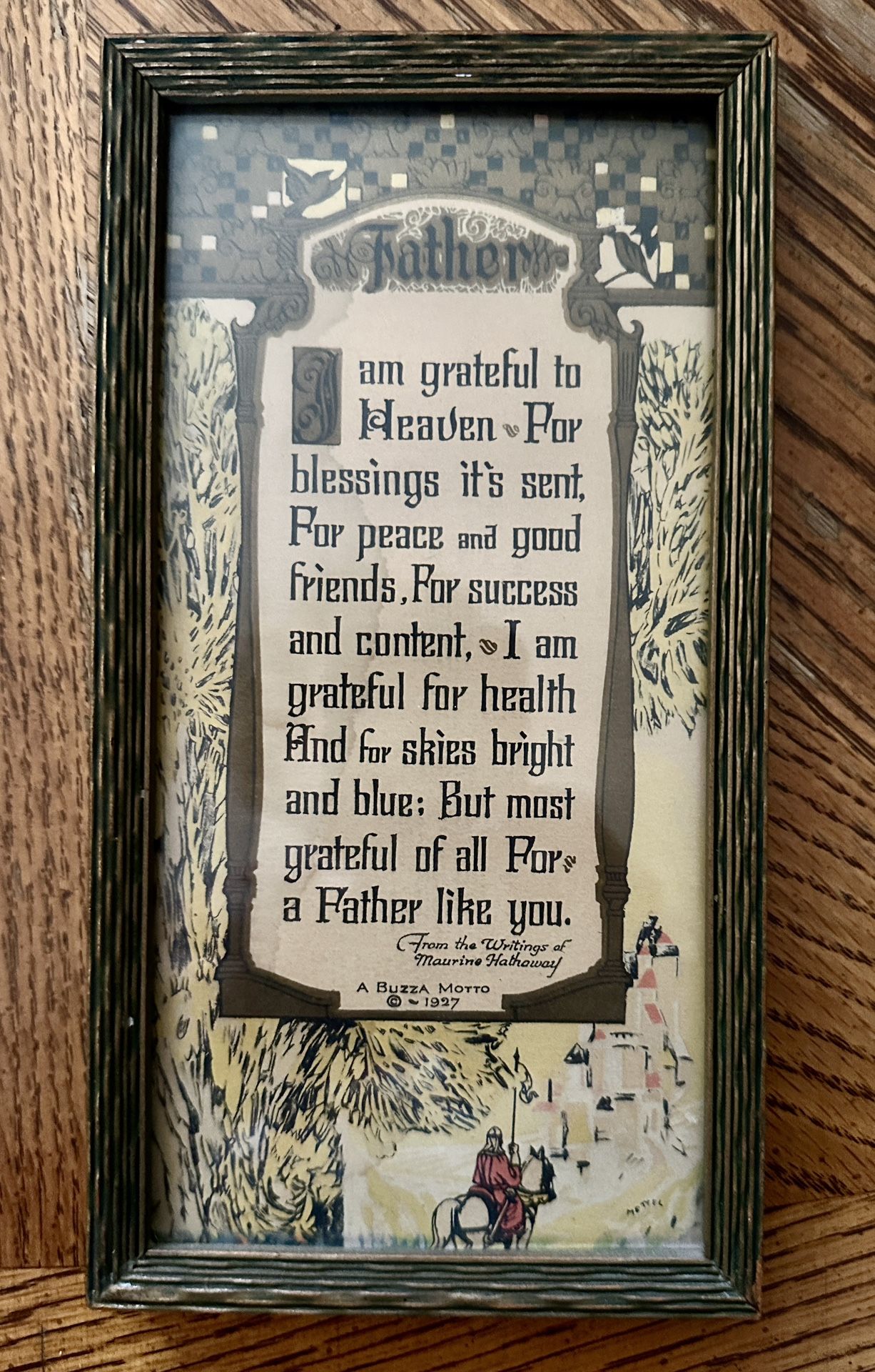 Vintage Framed “Father” by Buzza Motto Art Deco