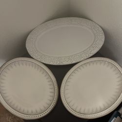 3 Big Oval Plates 