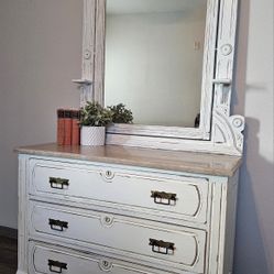 Refinished Dresser W/ Mirror 