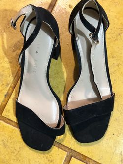 Kelly & Katie Black Suede Block Heel Sandals