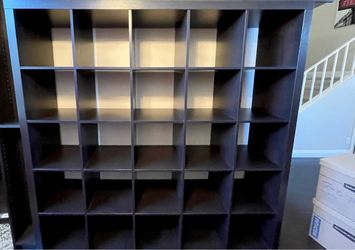 IKEA KALLAX 5x5 Cube Shelving Unit – Black-Brown (Minor Cosmetic Flaws)