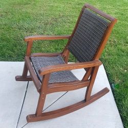 Outdoor Interiors Driftwood Grey Wicker & Eucalyptus Outdoor Rocking Chair