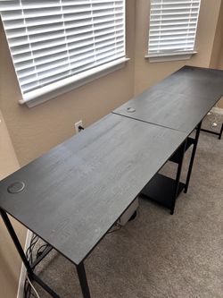 Large Black Computer Desk (Switches to L-Desk)