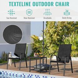 B25 $100  Set of 6 Patio Dining Chairs, Outdoor Stackable Patio Chairs with Backrest/Armrests, All Weather Chairs for Garden/Lawn/Porch/Backyard Pool,