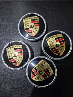 Porsche 76mm Black Wheel Hub Center Caps 