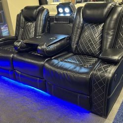 NEW💥3pcs Leatherette Reclining Living Room Set W/LED Light💥Order Now