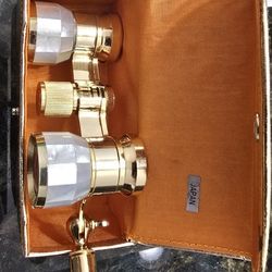 Hoffritz Japan Mother Of Pearl Inlay Opera Glasses 2.5x Vintage