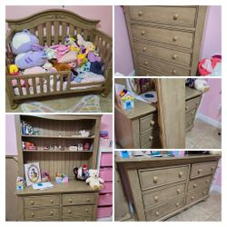 Westwood Design Meadowdale Bedroom Set - Crib, Double Dresser, 5 Drawer Chest, Hutch & Toddler Guard Rail