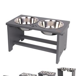 Elevated Dog Bowls,Raised Dog Bowl Stand with 2 Stainless Steel Bowls