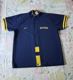 Men’s 2XL Vintage Nike Michigan Wolverines Baseball Jersey Navy Blue Snap