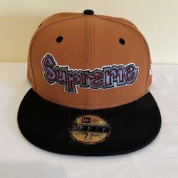 Supreme New Era Fitted Hat 7 1/4 Orange & Black