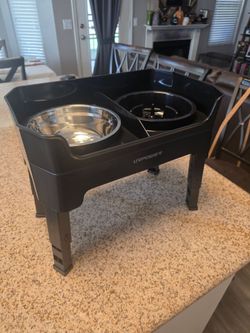 URPOWER Elevated Dog Bowls, 3-in-1 Double Deck Raised Dog Bowl Stand
4 Adjustable Heights,