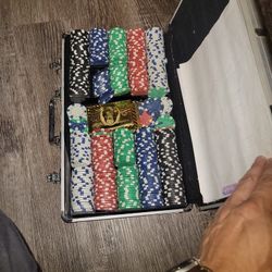 Metal Case Of Poker Chips And Cards
