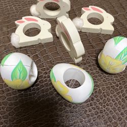 7 Easter/spring Napkin Rings Wooden. 