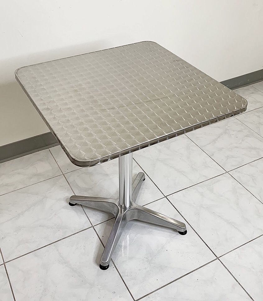 New $25 Aluminum 24”x24” Square Table Indoor Outdoor Stainless Steel Top with Base, Height 27”
