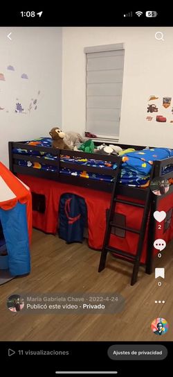 Loft Bed With red/blue Tent