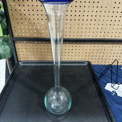Aseda Glasbruk Art Glass Bud Vase 18in Light Blue MCM Sweden
