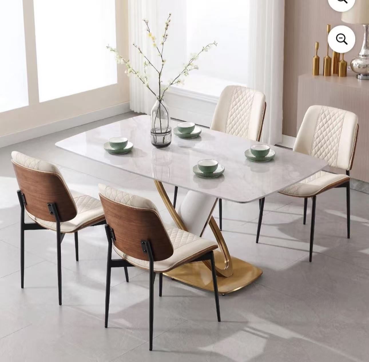 Dining Chair Set of 2/Mid Century Modern Upholstered Dining Chairs with Curved Backrest, Armless PU Leather Dining Chair for Living Room Kitchen