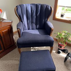 Blue Chair And Foot Stool