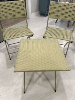 New in box! 3pcs Folding Bistro Set Patio Chair, Foldable Patio Furniture Set, Metal Frame And Weather Resistance, Space Saving for Outdoor, Balcony A