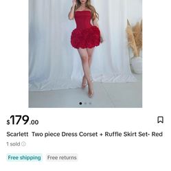 Red Rose Corset Two Piece Dress 